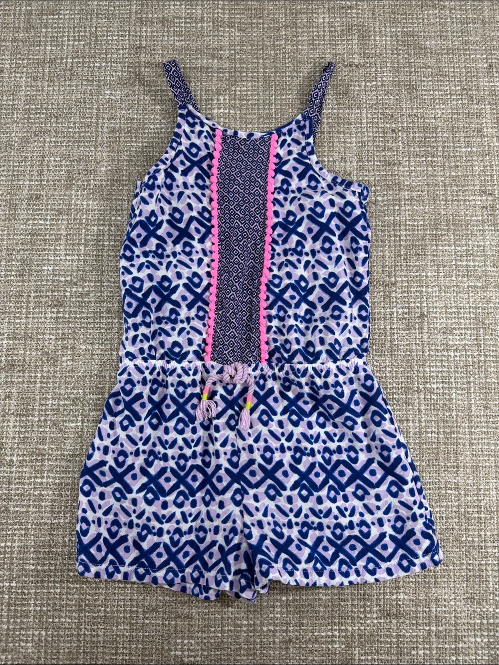 Cherokee Blue and Pink Patterned Girls' Romper